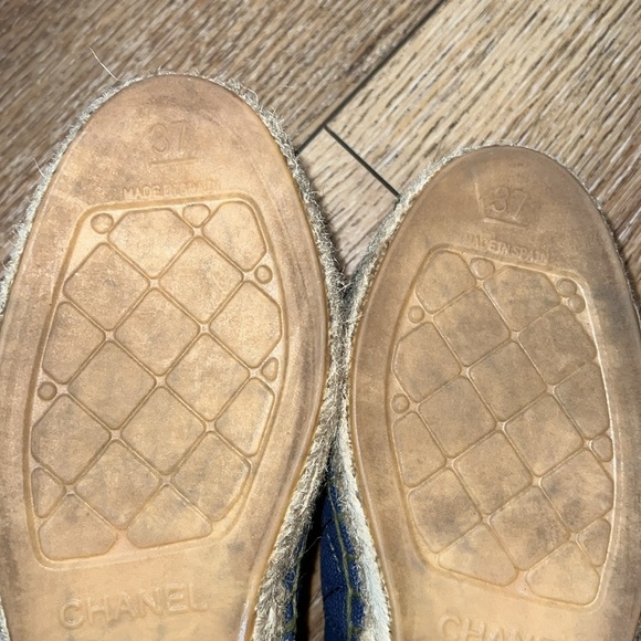 Authentic Chanel Navy & Green Embroidered Quilted Espadrilles Size 37/6 - Picture 8 of 13